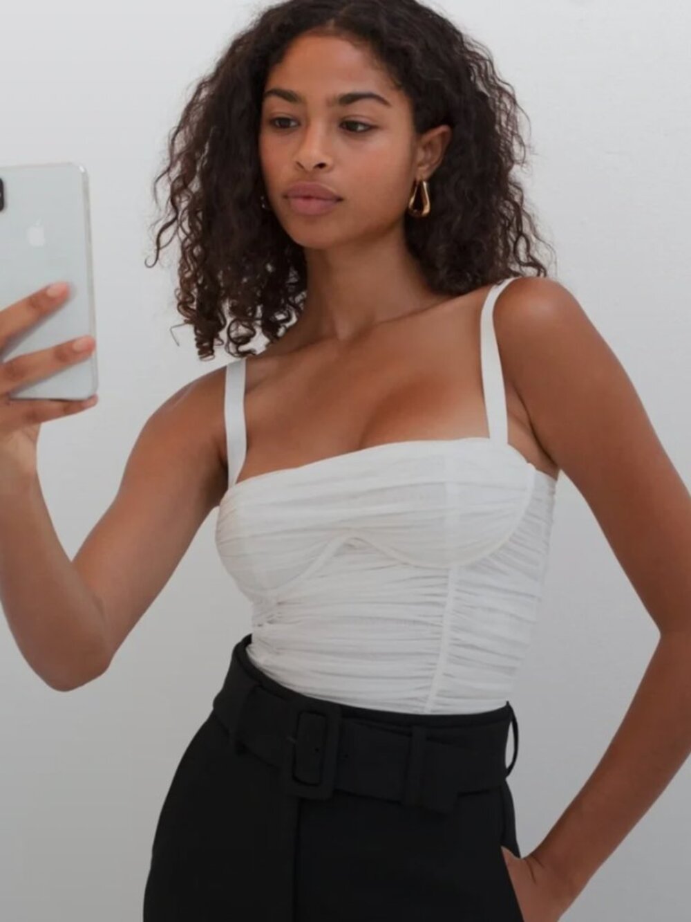 Aritzia: Babaton White Corset Bodysuit Strapless